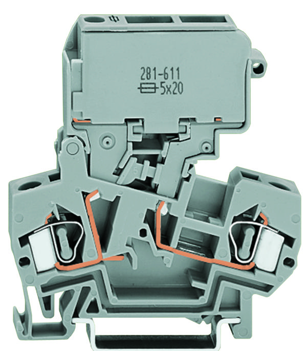 WAGO 281-611/281-418 Terminal Block, Fused, 28-12Awg, 5X20mm