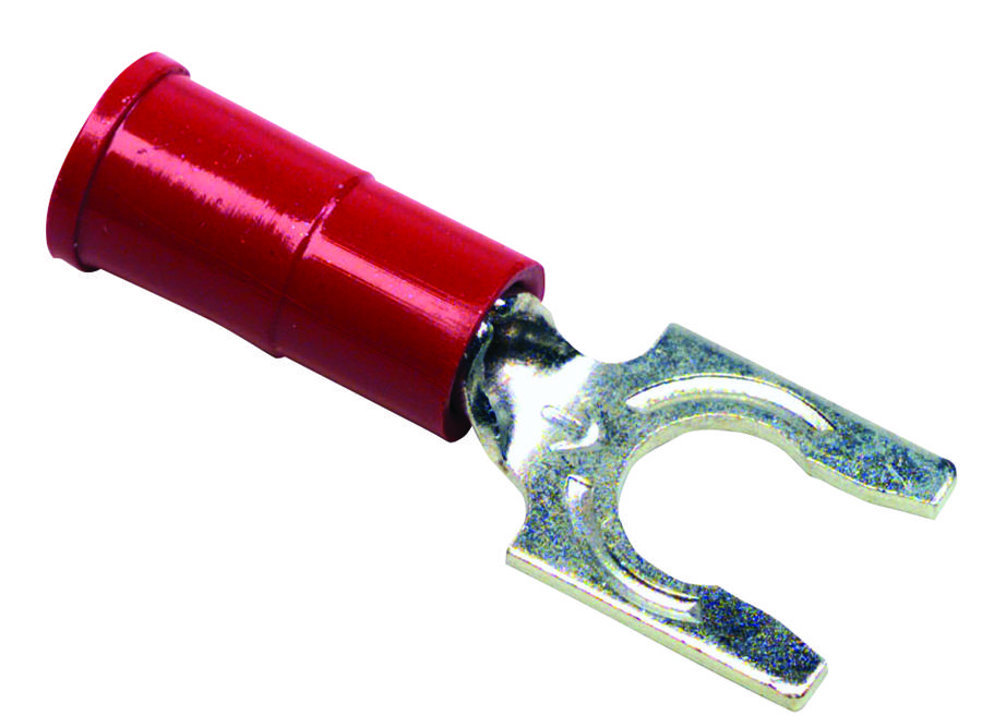 Multicomp Cls-Tv-1810 Terminal, Locking Fork, #10, Crimp, Red