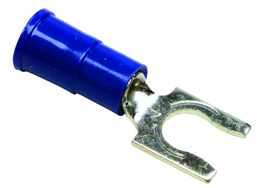 Multicomp Cls-Tv-1410 Terminal, Locking Fork, #10, Crimp, Blue