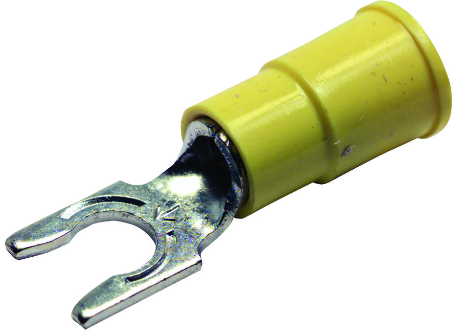 Multicomp Cls-Tv-1010 Terminal, Locking Fork, #10, Crimp, Yellow