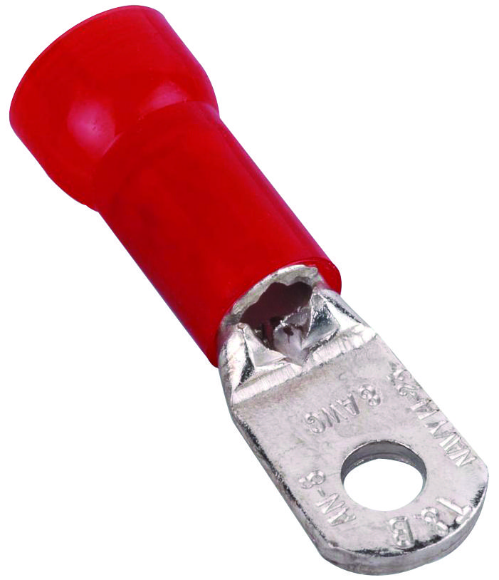 Abb Thomas & Betts Rd8-14 Terminal, Ring Tongue, 1/4In, Crimp, Red