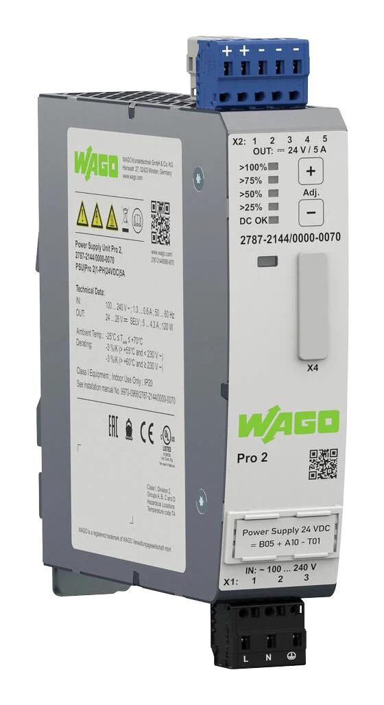 WAGO 2787-2144/000-070 Power Supply, Ac-Dc, 24V, 5A