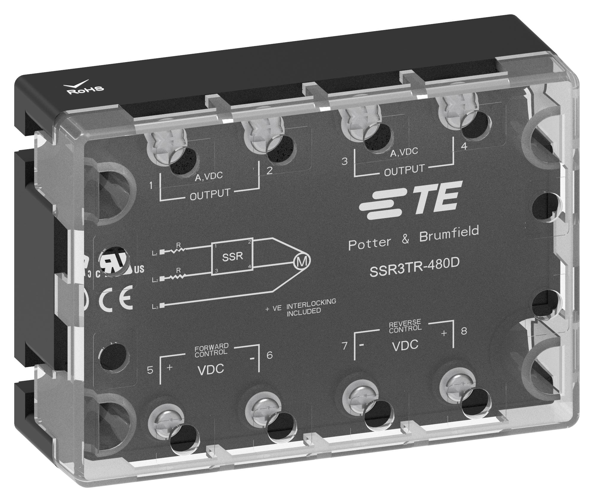 Amp Connectors / Te Connectivity Ssr3Tr-480D25R Solid State Relay, 25A, 50-480Vac, Panel