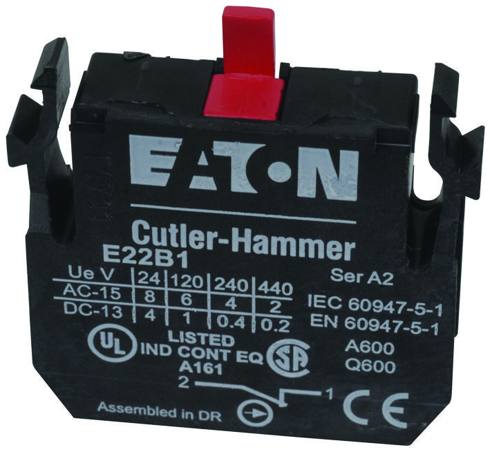 Eaton Cutler Hammer E22B1 Contact Block, 1Nc, 10A, Screw