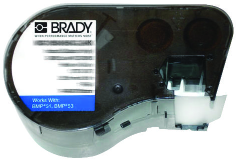 Brady Mc-500-595-Wt-Bk. Labeling Tape Cartridge, Vinyl, 0.5w X 25 L