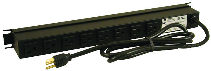 Hammond 1583H8B1Bk Outlet Strip, Rack Mount, 8, 15A, 15Ft