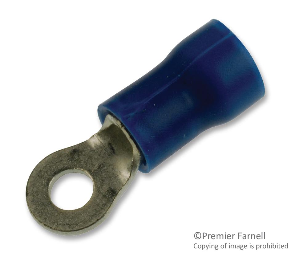 Amp Connectors / Te Connectivity 8-34157-1 Terminal, Ring Tongue, #4, Crimp, Blue