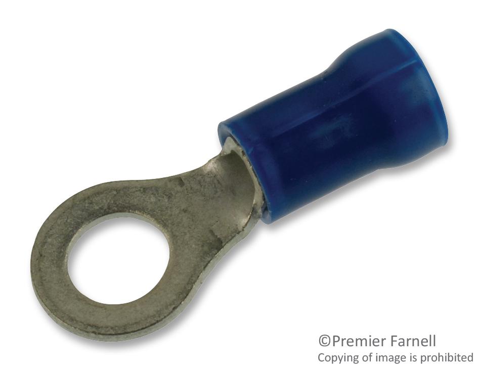 Amp Connectors / Te Connectivity 8-34161-1 Terminal, Ring Tongue, #10, Crimp, Blue