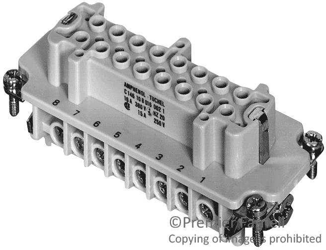 Amphenol Sine/tuchel C146-10B016-102-1 Rectangular Insert, Female, 16Way, Screw