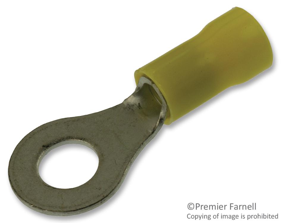 Amp Connectors / Te Connectivity 8-34855-2 Terminal, Ring Tongue 1/4In Crimp Yellow