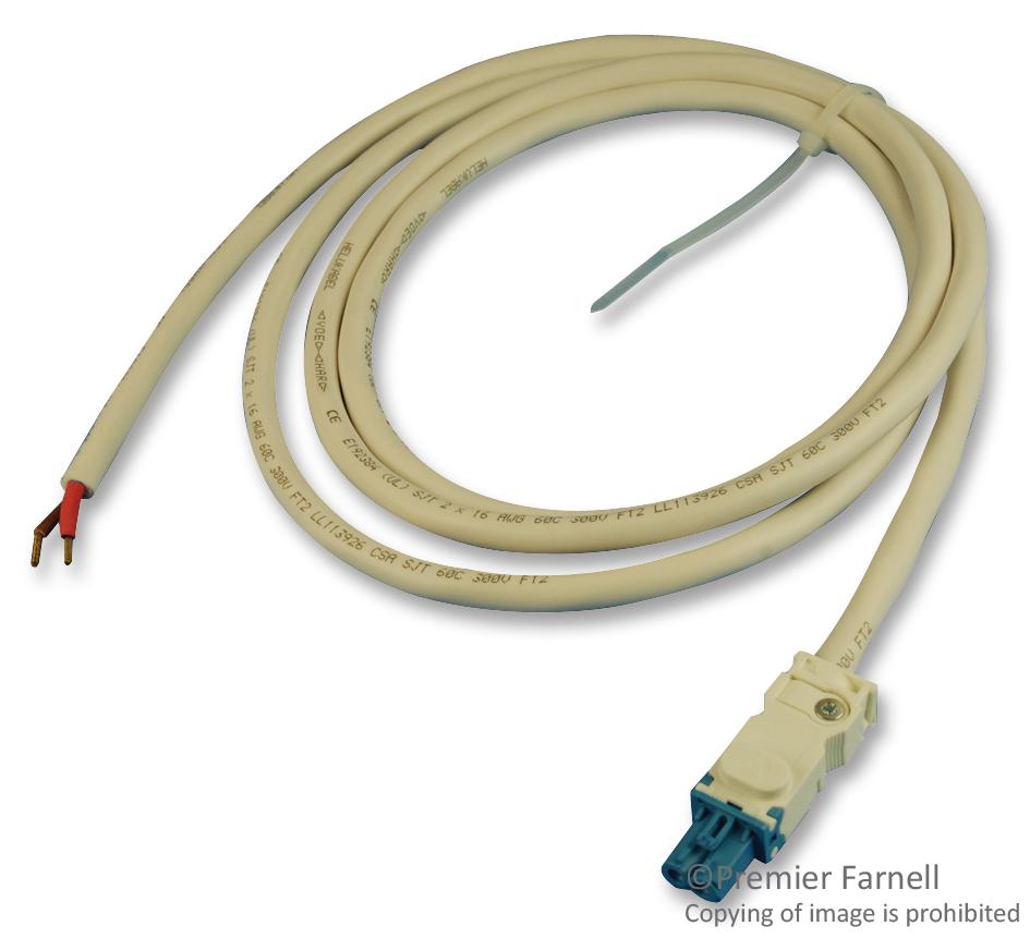 Stego 244361 Cable Assembly, Low Voltage, 2M, 16Awg, White