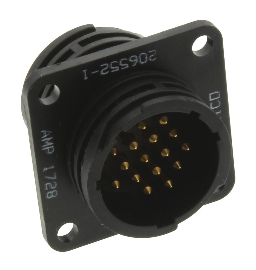 Amp Connectors / Te Connectivity 206552-1 Circular Connector Receptacle Size 17, 16 Position, Panel