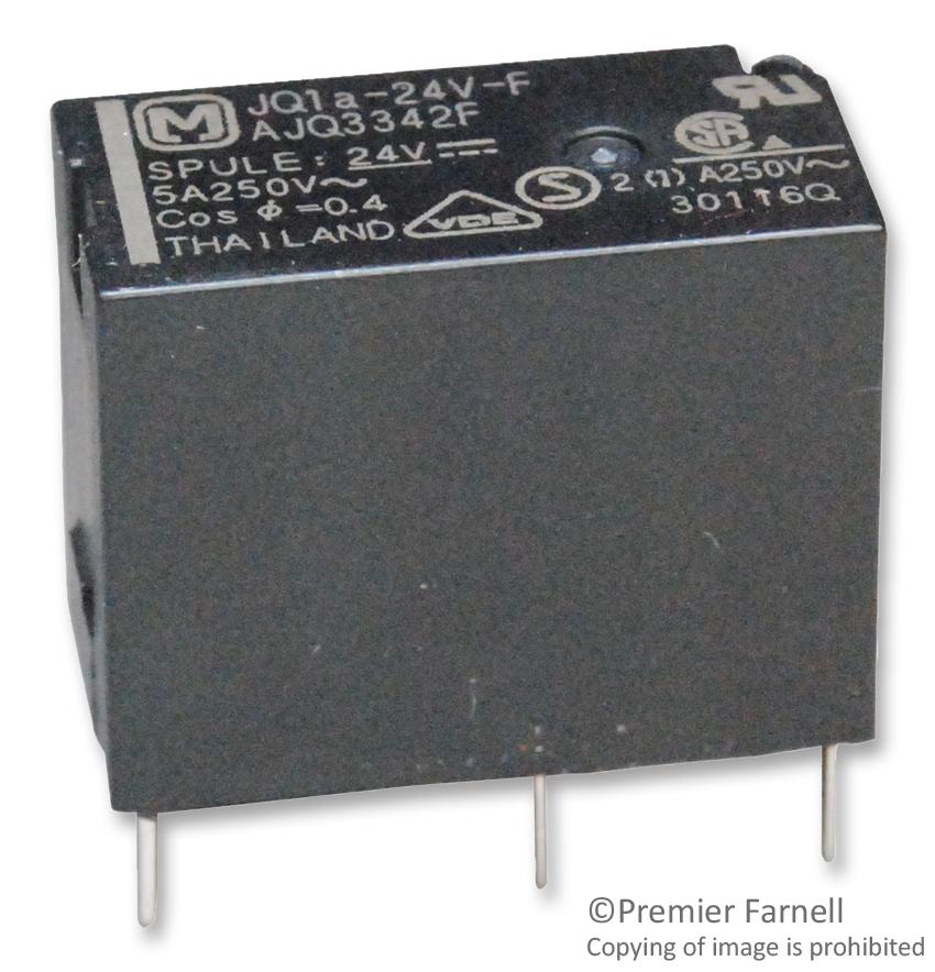 Panasonic Jq1A-24V-F Relay, Spst-No, 125Vac, 30Vdc, 5A