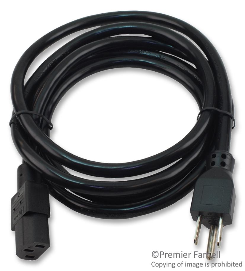 Multicomp Spc13292 Power Cord Nema5-15P/iec, 6.6Ft, 15A Black