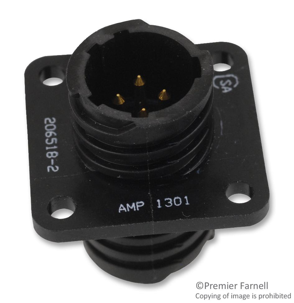 Amp Connectors / Te Connectivity 206518-2 Circular Connector Receptacle, Size 11, 4 Position, Panel