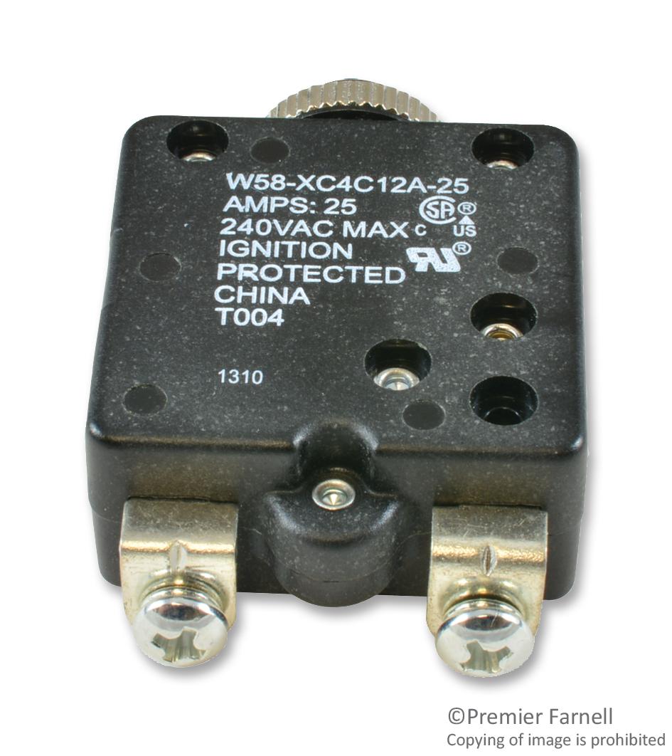 Potter & Brumfield Relays / Te Connectivity W58-Xc4C12A-25 Circuit Breaker, Thermal, 1P, 250V, 25A