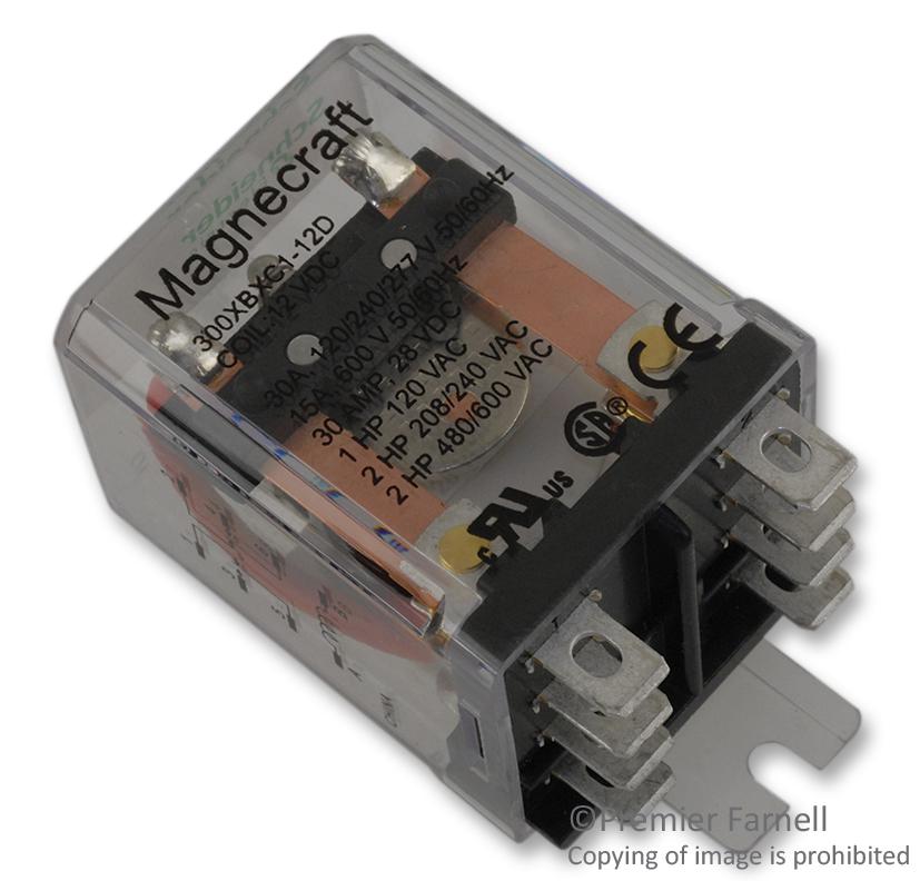 Schneider Electric/legacy Relay 300Xbxc1-12D Relay, Dpdt, 300Vac, 28Vdc, 30A