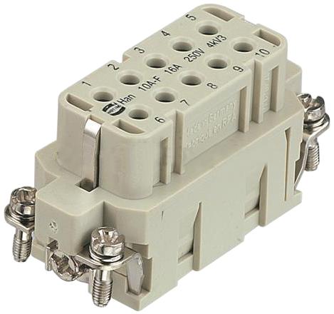 HARTING 09200103101 Rectangular Insert, Receptacle, 10A, 10+