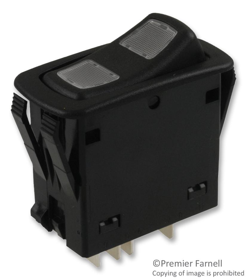 Carling Technologies L26D1Chh1-A1100-000 Switch, Rocker, Illuminated, Dpdt, 20A, 12Vdc, Black