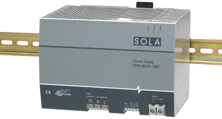 SolaHD Sdn40-24-100C Ac-Dc Converter, Din Rail, 1 O/p, 960W, 40A, 24V