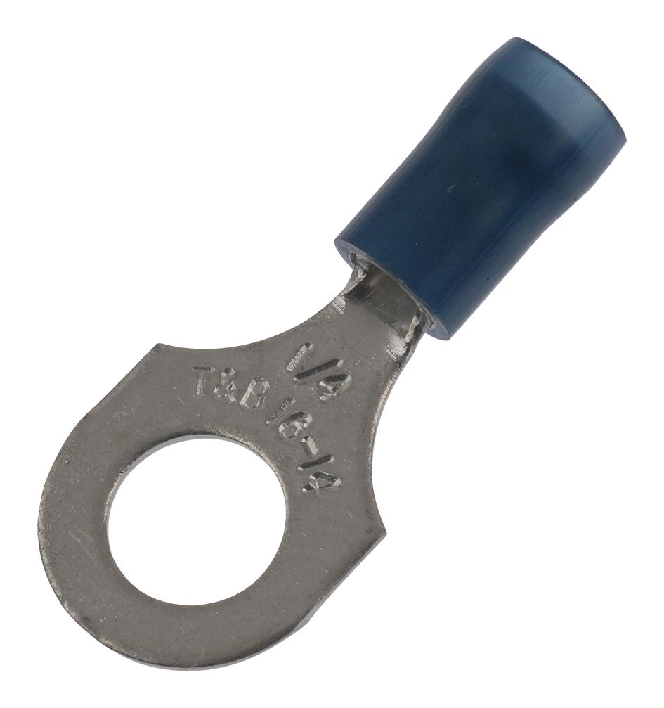 Abb Thomas & Betts Rb14-14 Terminal, Ring Tongue, 1/4In, Crimp Blue