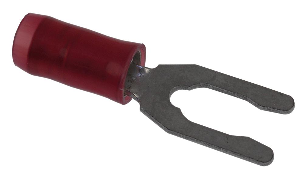 Amp Connectors / Te Connectivity 52409. Terminal, Spade/fork, #6, Crimp, Red