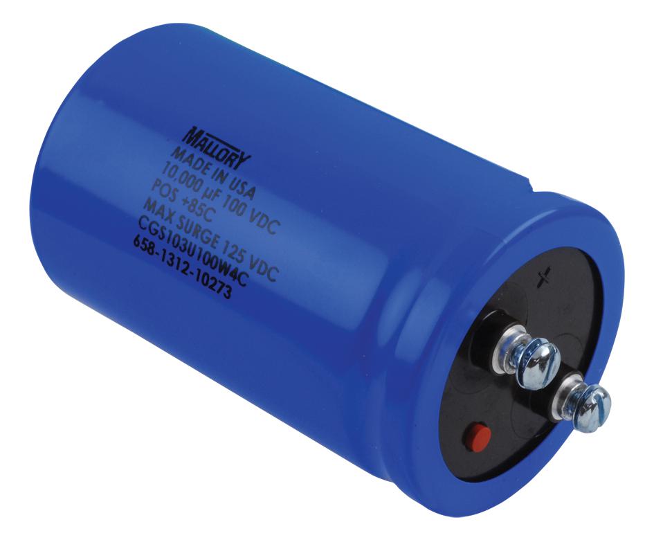 Cornell Dubilier Cgs103U100W4C Aluminum Electrolytic Capacitor 10000Uf, 100V, +75,-10%, Screw