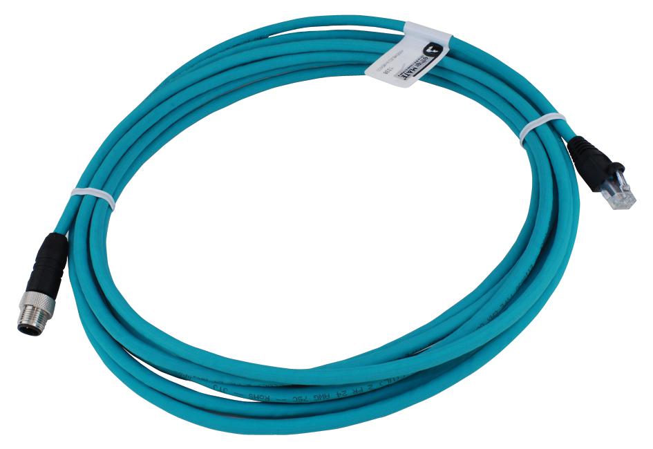 Lumberg Automation 0985 706 103/5M. Ethernet/ip Cordset, M12 4 Position Male To Rj45 Plug, 5M