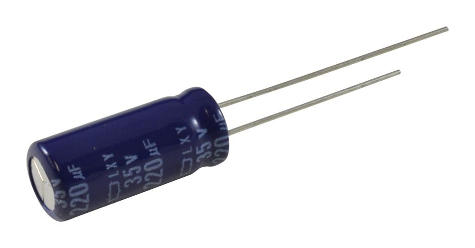 Chemi-Con Elxy350Ell221Mh20D Aluminum Electrolytic Capacitor 220Uf, 35V, 20%, Radial