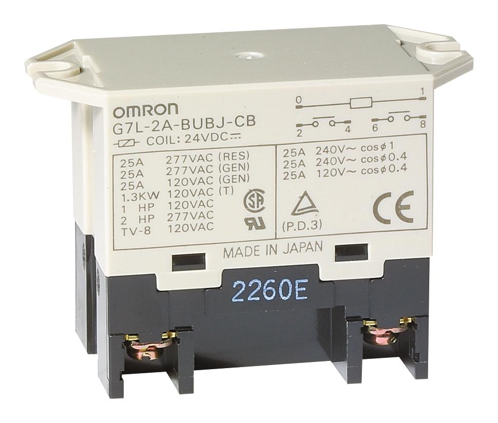 Omron Electronic Components G7L-2A-Bub-J-Cb Ac100/120 Relay, Dpst-No, 277Vac, 25A