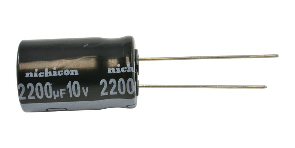 NIchicon Uhe1A222Mhd6To Aluminum Electrolytic Capacitor, 2200Uf, 10V, 20%, Radial