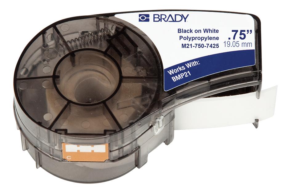 Brady M21-750-7425. Label Tape, 0.75 X 21Ft, Black/white