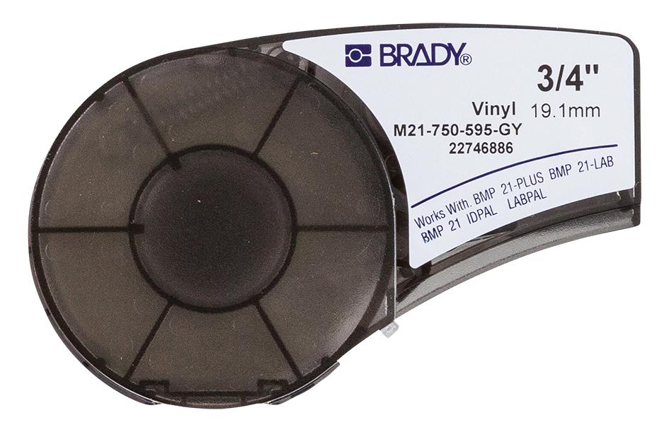 Brady M21-750-595-Gy. Labeling Tape, Vinyl, 0.75 X 21Ft, Black//grey