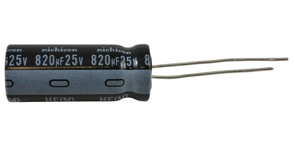 NIchicon Uhe1E821Mpd1Td Aluminum Electrolytic Capacitor, 820Uf, 25V, 20%, Radial