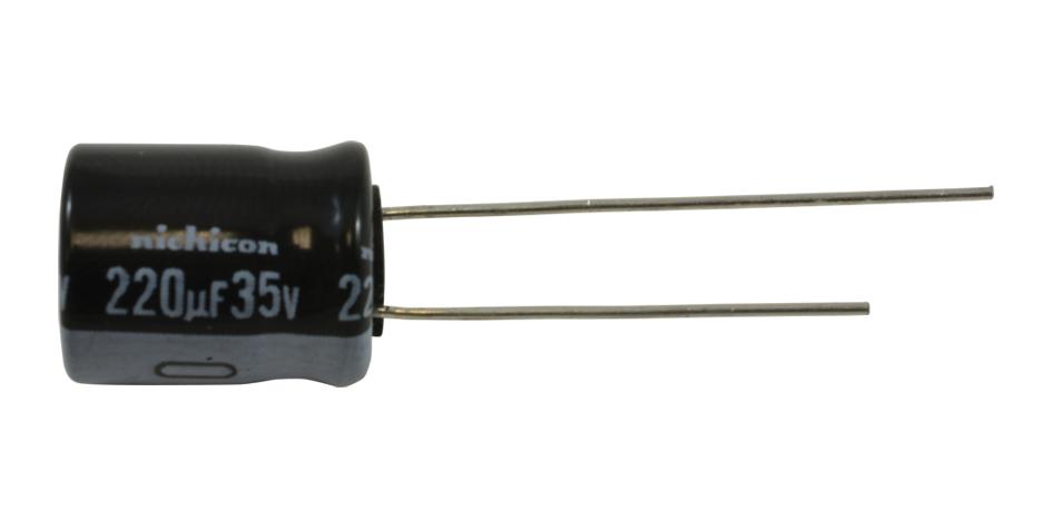 NIchicon Uhe1V221Mpd6Td Aluminum Electrolytic Capacitor, 220Uf, 35V, 20%, Radial