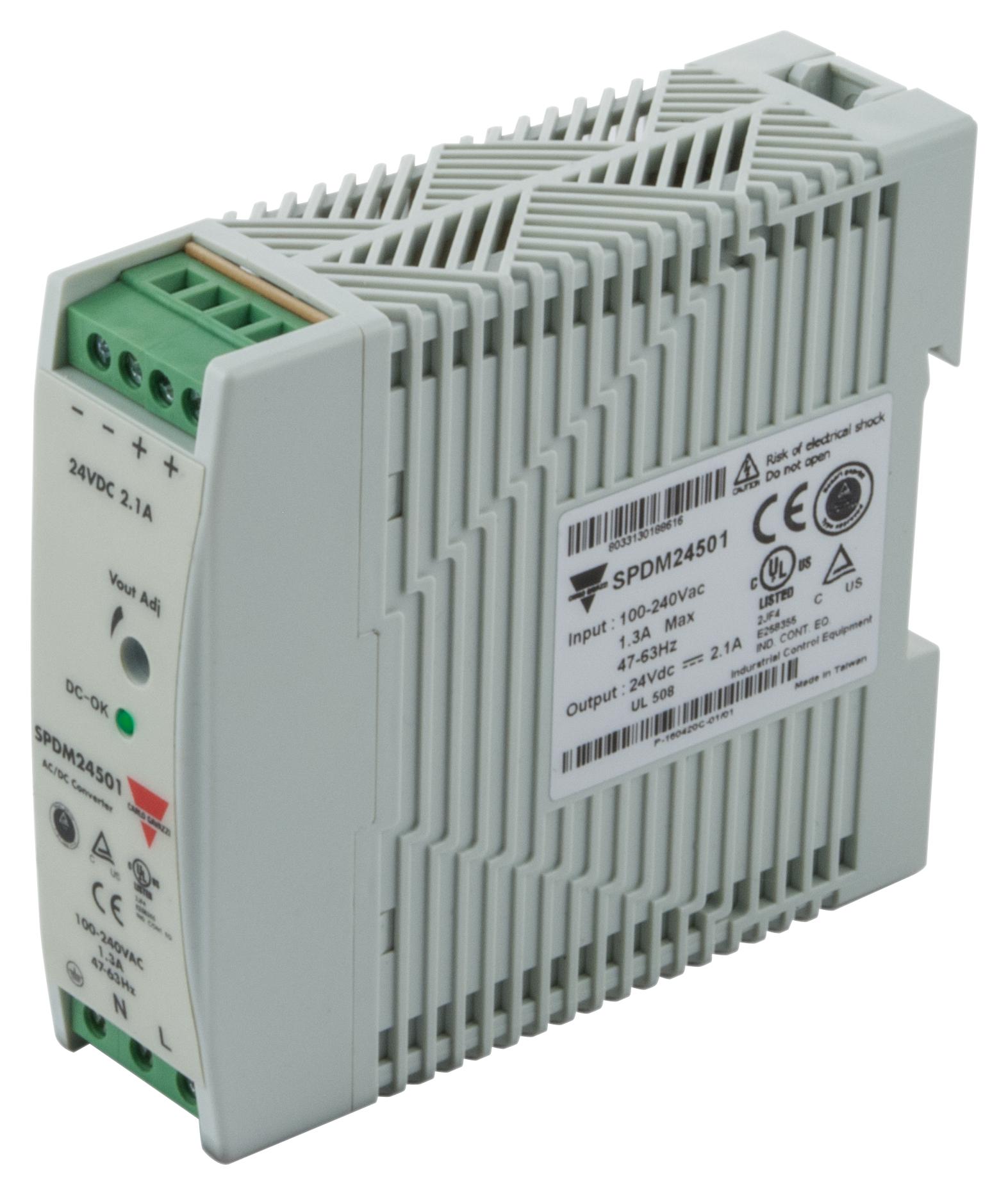 Carlo Gavazzi Spdm24501 Power Supply, Ac-Dc, 24V, 2.1A