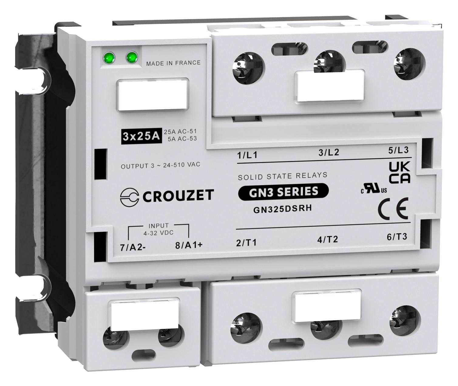 Crouzet Gn325Dsrh. Solid State Relay/25A/24-510Vac/panel