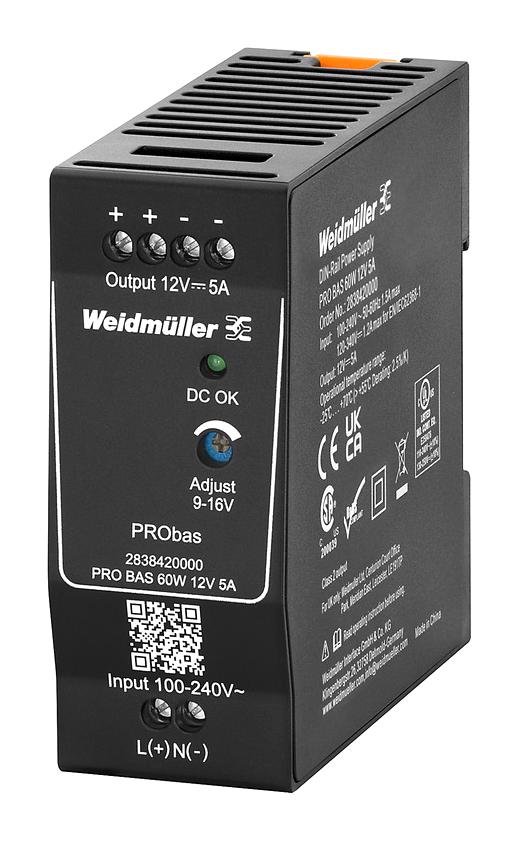 Weidmuller 2838420000 Power Supply, Ac-Dc, 12V, 5A