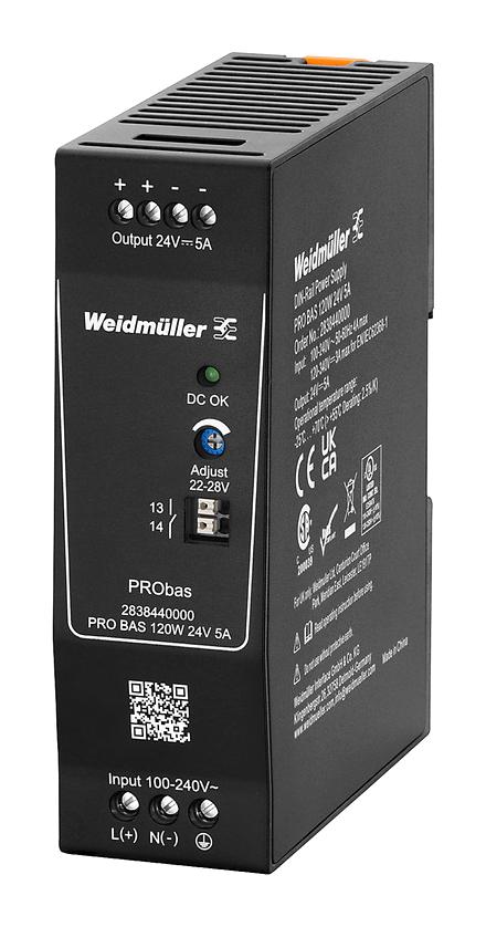 Weidmuller 2838440000 Power Supply, Ac-Dc, 24V, 5A