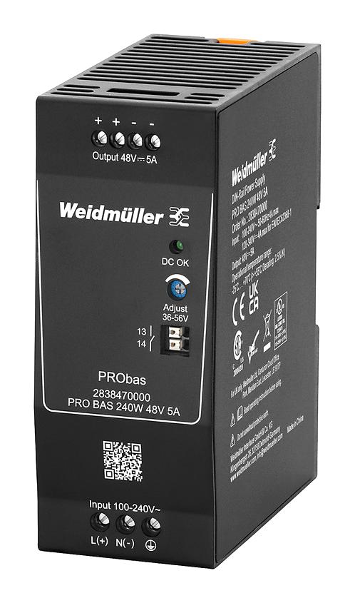 Weidmuller 2838470000 Power Supply, Ac-Dc, 48V, 5A