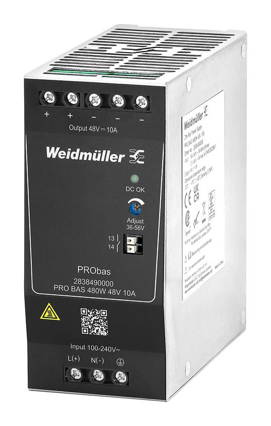 Weidmuller 2838490000 Power Supply, Ac-Dc, 48V, 10A