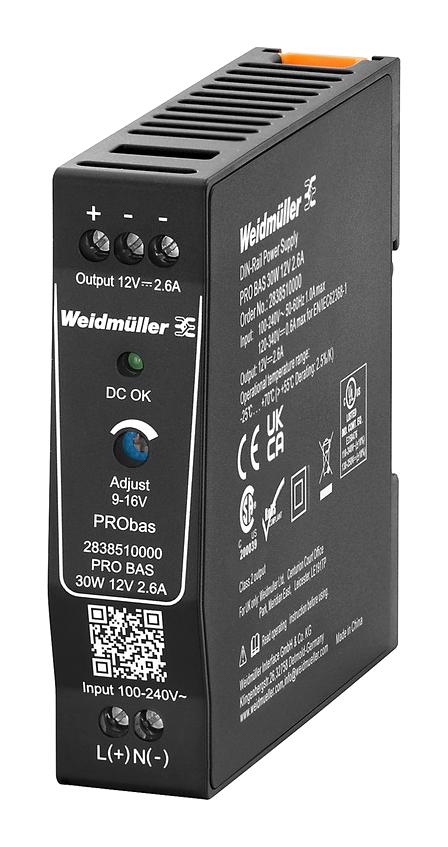 Weidmuller 2838510000 Power Supply, Ac-Dc, 12V, 2.6A