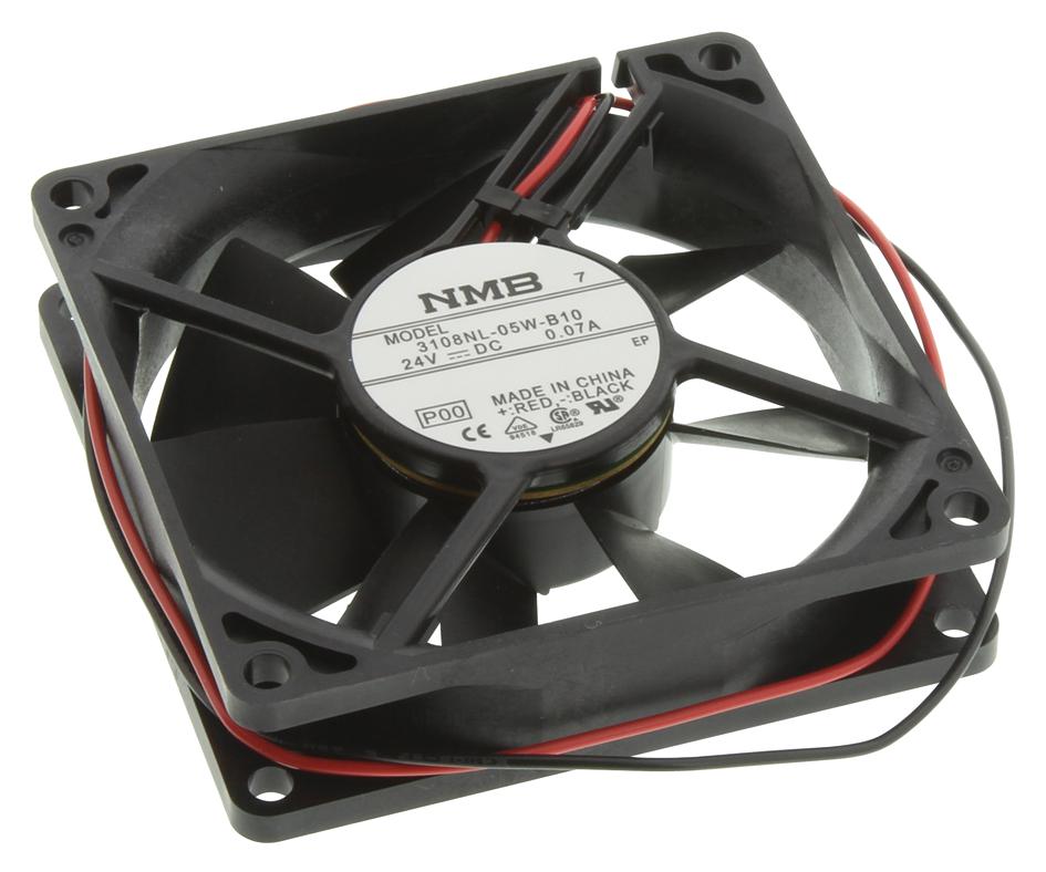 Nmb Technologies 08020Sa-24J-Ea-00 Axial Fan, 80mm, 24Vdc, 27.5Cfm, 27Db