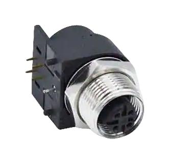 NorComp 861-D04-21Sr004 Sensor Connector, M12, 4Pos, R/a Rcpt, Panel