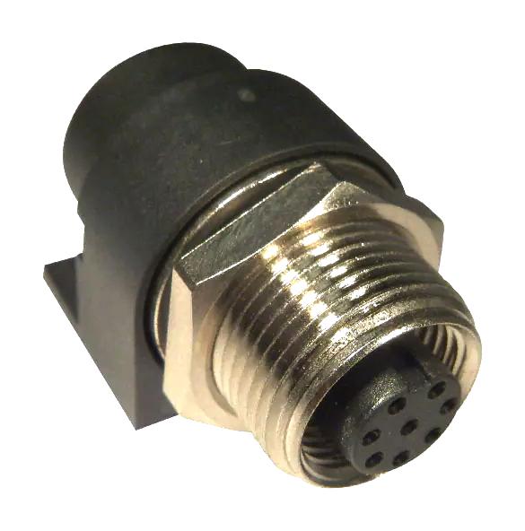 NorComp 861-008-21Sr004 Sensor Connector, M12, 8Pos, R/a Rcpt, Panel