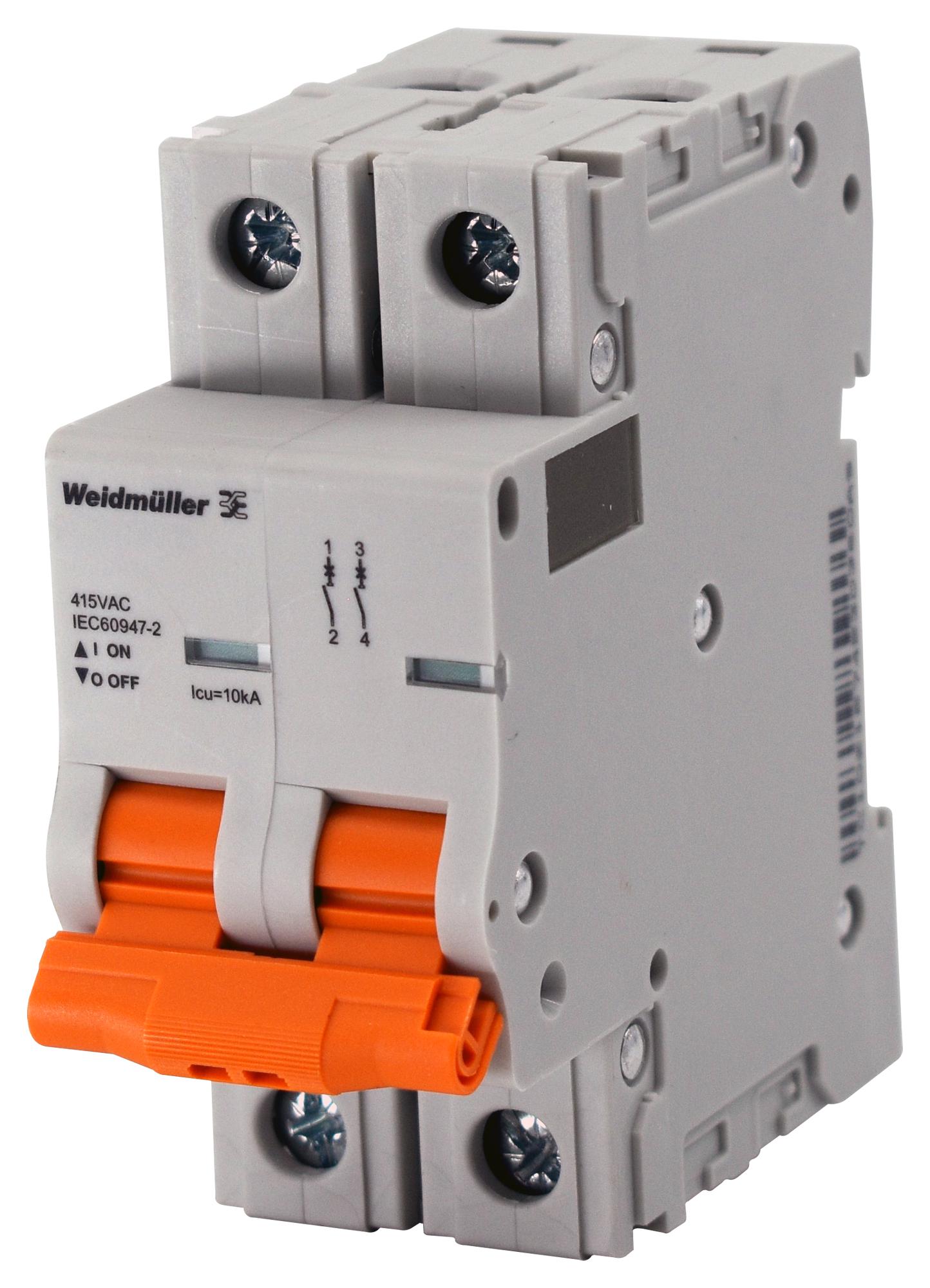 Weidmuller 2480380000 Thermal Mag Ckt Breaker, 2P, 16A, 480Vac