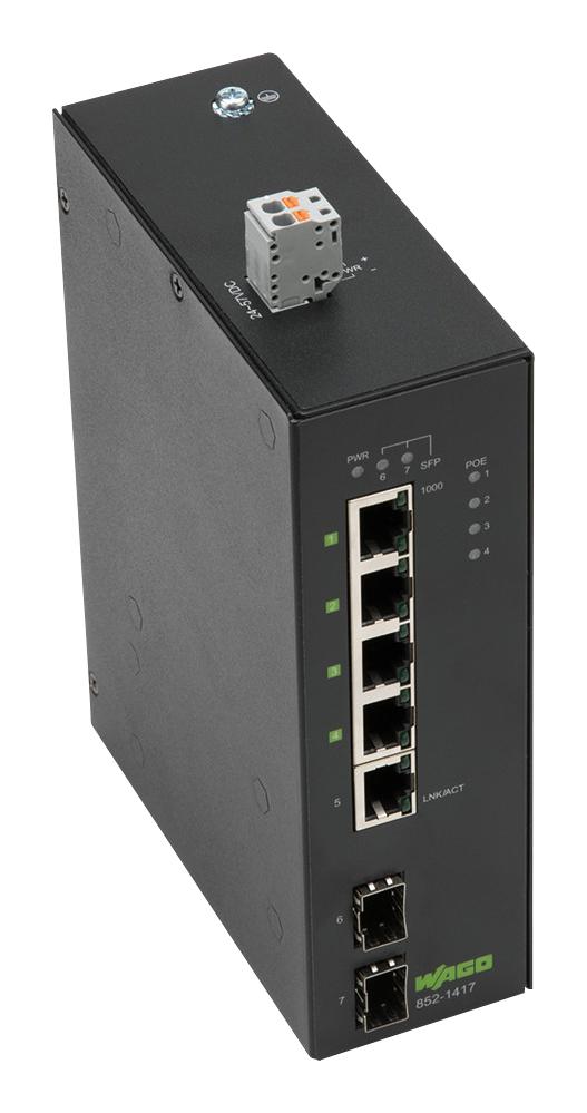 WAGO 852-1417 Enet Sw, 10/100/1000 Mbps, Rj45/sfp, Din