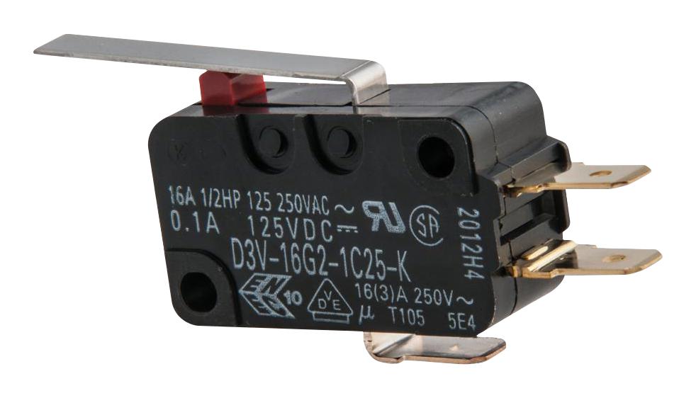 Omron Electronic Components D3V-11G31-1C25-K Microswitch, Long Hinge Lever, Spdt, 11A, 250V