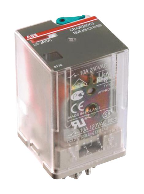 Abb 1Svr405622R2100 Power Relay, 3Pdt, 10A, 250V, Socket