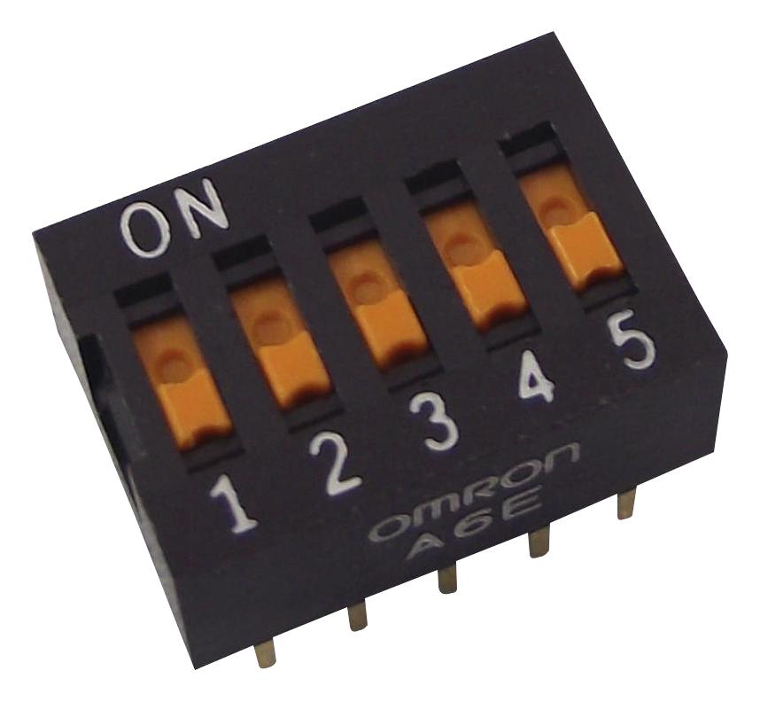 Omron Electronic Components A6E-5101-N. Dip Switch, 5Pos, Spst, Flat